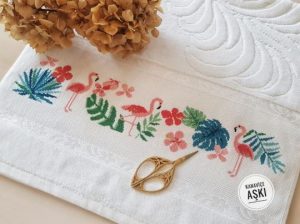 flamingo etamin kanaviçe havlu