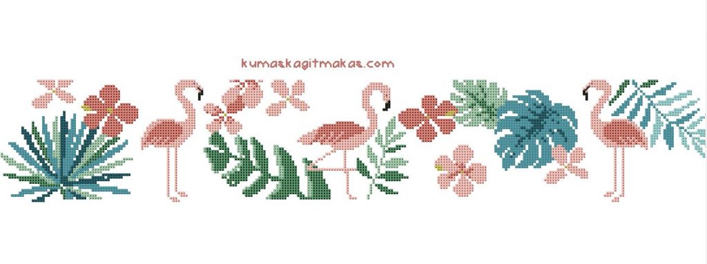 flamingo kanaviçe havlu şablon