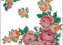pink yellow roses crossstitch pattern